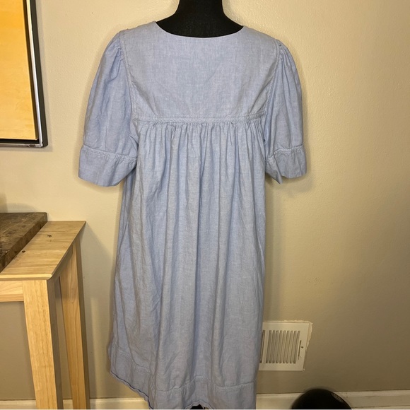 BECHAMEL Women's House Dress Embroidered Floral Chambray Sz S - Picture 6 of 7